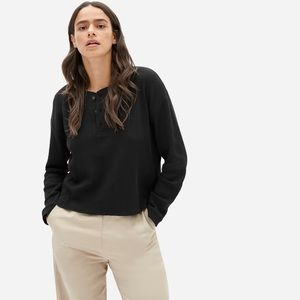 Everlane Henley Waffle in Black size XS